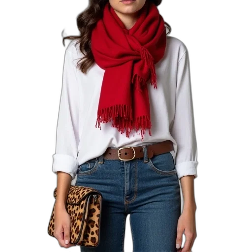jacket, jewelry, red, earth tones transparent PNG cut-out