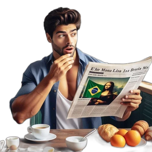 food, photorealistic, comic book art, concept art, cartoon, man, reads, his transparent PNG cut-out