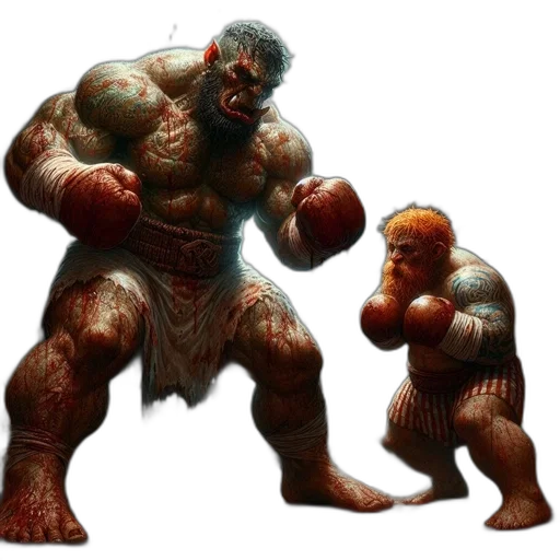 concept art, comic book art, fantasy art, pixel art, boxing, ring, two, creatures transparent PNG cut-out