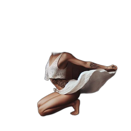 dress, shoes, mask, hair, photorealistic, 3d render, concept art, oil painting transparent PNG cut-out