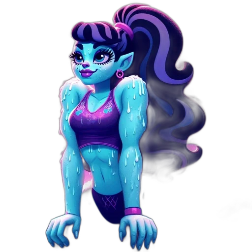 creature, concept art, fantasy art, pixel art, vaporwave, blue, neon, animated transparent PNG cut-out