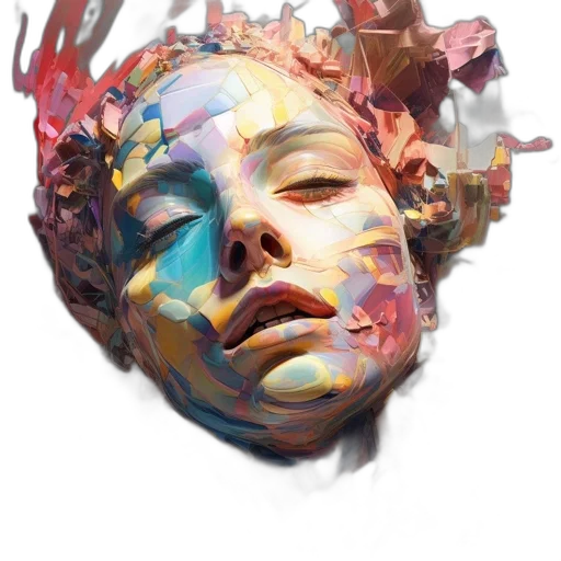 face, mask, crown, photorealistic, watercolor, oil painting, concept art, outer space transparent PNG cut-out