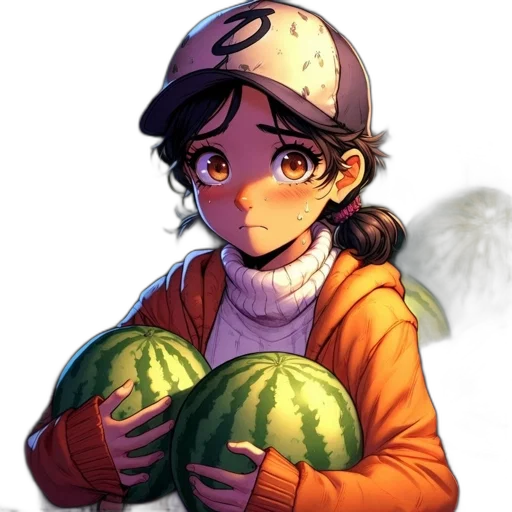 food, hat, weapon, pixel art, watercolor, concept art, anime, green transparent PNG cut-out