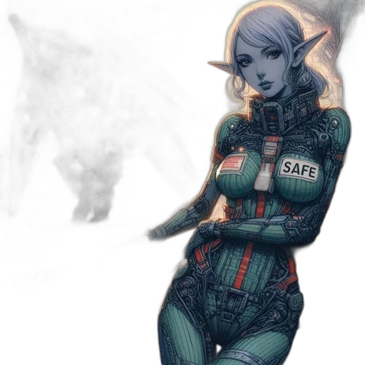 robot, dress, jacket, concept art, cyberpunk, comic book art, fantasy art, outer space transparent PNG cut-out
