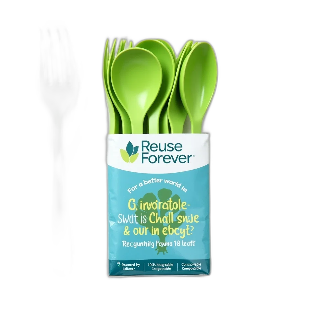 food, package, reusable, plastic, forks, knives, spoons, displayed transparent PNG cut-out