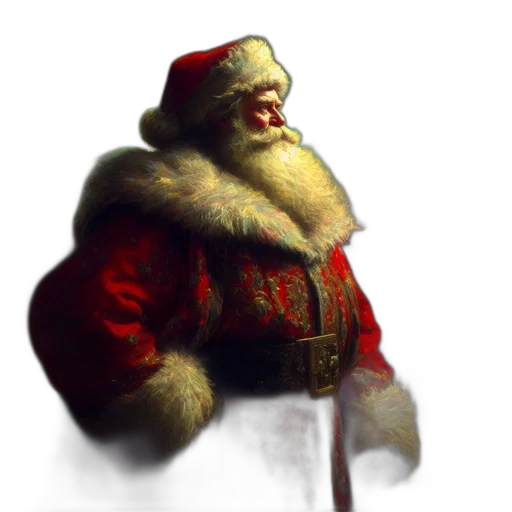 staff, concept art, fantasy art, photorealistic, 3d render, santa, claus, stands transparent PNG cut-out