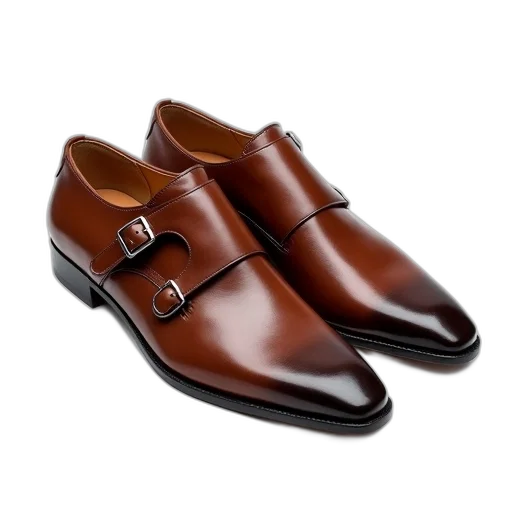 shoes, photorealistic, pair, brown, leather, dress, sleek, design transparent PNG cut-out