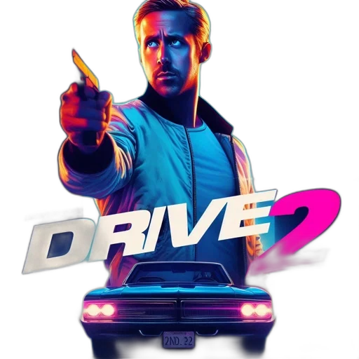 car, jacket, vaporwave, concept art, neon lights, neon, movie, poster transparent PNG cut-out