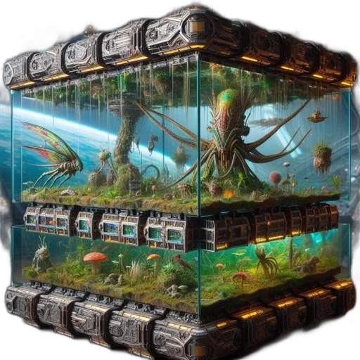 creature, dragon, robot, concept art, fantasy art, 3d render, underwater, outer space transparent PNG cut-out