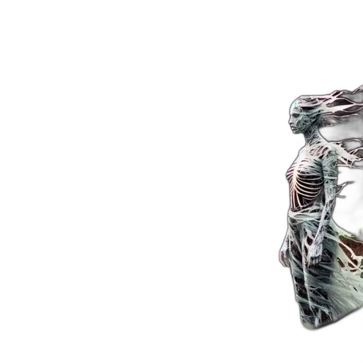 robot, jacket, dress, mask, 3d render, concept art, cyberpunk, photorealistic transparent PNG cut-out