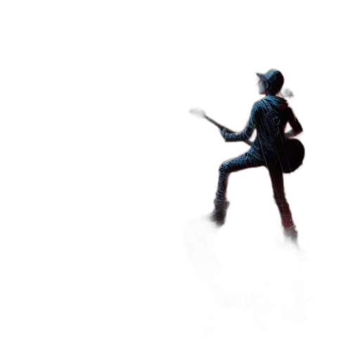 robot, staff, jacket, sword, concept art, 3d render, pixel art, comic book art transparent PNG cut-out