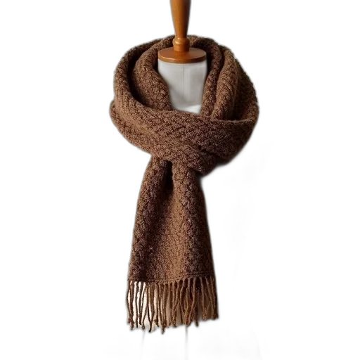 earth tones, brown, knitted, scarf, textured, pattern, draped, over transparent PNG cut-out