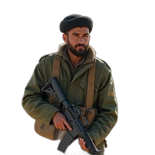 weapon, jacket, staff, face, oil painting, photorealistic, concept art, pixel art transparent PNG cut-out