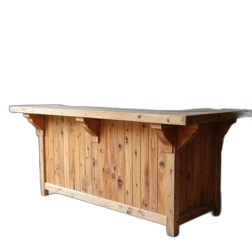 furniture, staff, 3d render, rustic, wooden, bar, curved, top transparent PNG cut-out