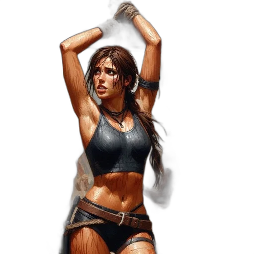 staff, fantasy art, concept art, photorealistic, comic book art, young, woman, bound transparent PNG cut-out