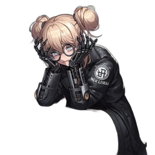 weapon, jacket, staff, mask, concept art, cyberpunk, pixel art, anime transparent PNG cut-out