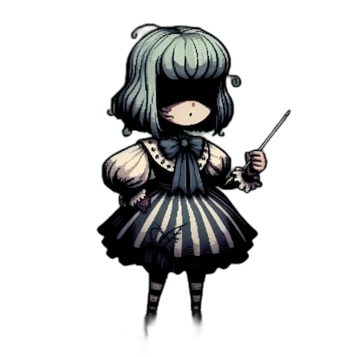 staff, weapon, dress, creature, pixel art, concept art, anime, cartoon transparent PNG cut-out