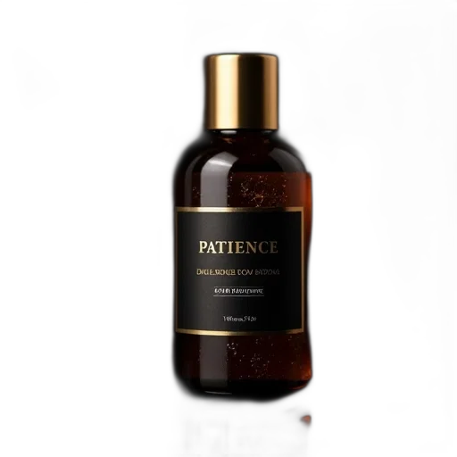 bottle, close-up, image, patience, skincare, product, black, label transparent PNG cut-out