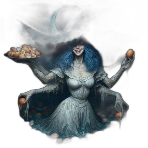 food, concept art, fantasy art, pixel art, comic book art, fog, blue, dark transparent PNG cut-out