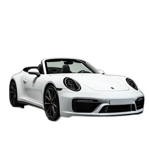 car, animal, 3d render, photorealistic, white, porsche, 911, convertible transparent PNG cut-out