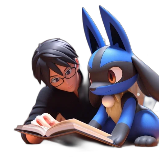 animal, concept art, anime, 3d render, fantasy art, fire, blue, library transparent PNG cut-out