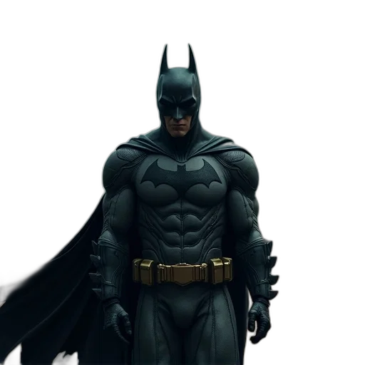 concept art, comic book art, 3d render, photorealistic, dark, monochrome, first, batman transparent PNG cut-out