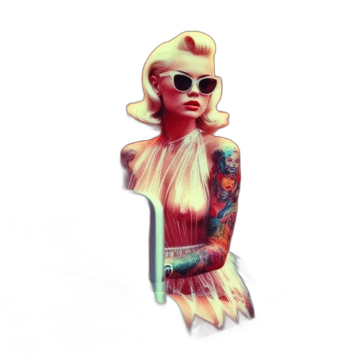 dress, concept art, 3d render, comic book art, pixel art, woman, sporting, vintage transparent PNG cut-out