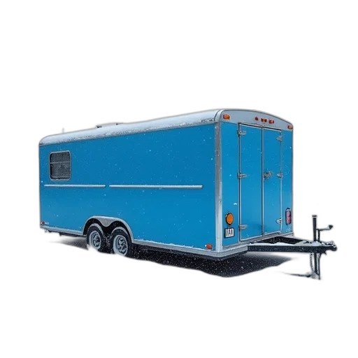 staff, blue, tow, trailer, parked, snow transparent PNG cut-out