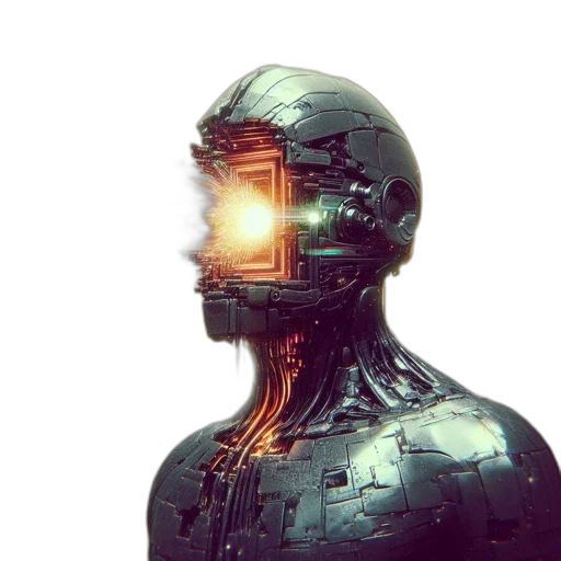 robot, face, mask, creature, cyberpunk, 3d render, concept art, vaporwave transparent PNG cut-out