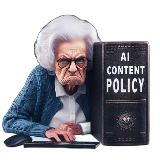 face, concept art, elderly, woman, wears, glasses, uses, computer transparent PNG cut-out