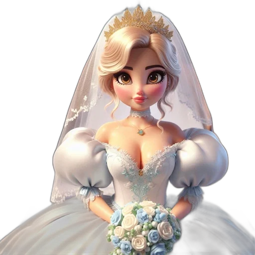 dress, crown, jewelry, 3d render, photorealistic, concept art, cartoon, animated transparent PNG cut-out