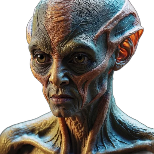 face, staff, creature, mask, concept art, photorealistic, fantasy art, 3d render transparent PNG cut-out