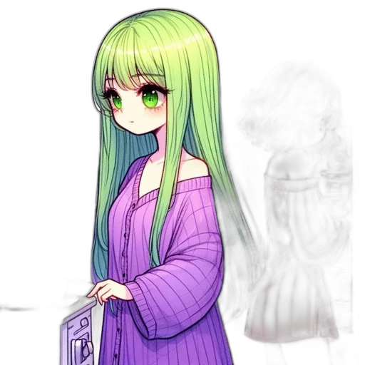 dress, staff, creature, hair, pixel art, concept art, anime, fantasy art transparent PNG cut-out