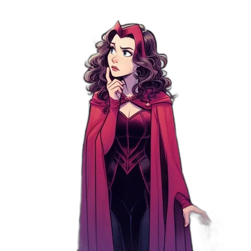 crown, dress, staff, comic book art, concept art, pixel art, fantasy art, red transparent PNG cut-out
