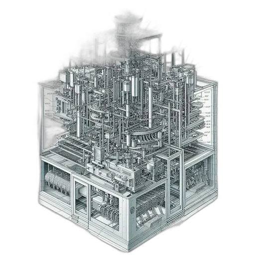 robot, building, furniture, concept art, 3d render, cyberpunk, pixel art, detailed transparent PNG cut-out