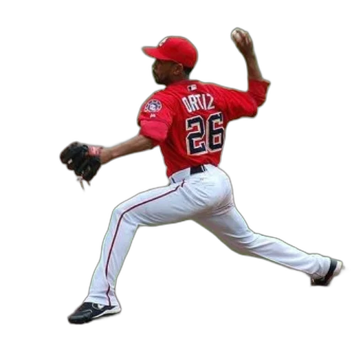 baseball, player, wearing, red, jersey, number transparent PNG cut-out