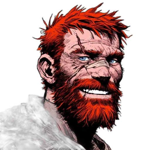 face, comic book art, concept art, fantasy art, photorealistic, red, individual, distinctive transparent PNG cut-out