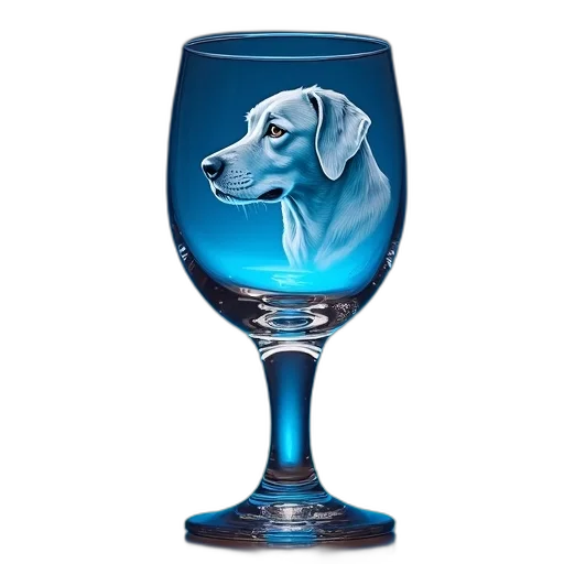 photorealistic, blue, glass, clear, base, curved, stem, featuring transparent PNG cut-out