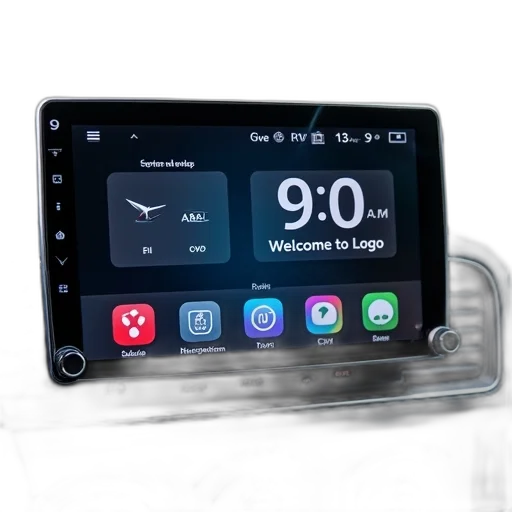 photorealistic, modern, car, stereo, system, touchscreen, display, showing transparent PNG cut-out