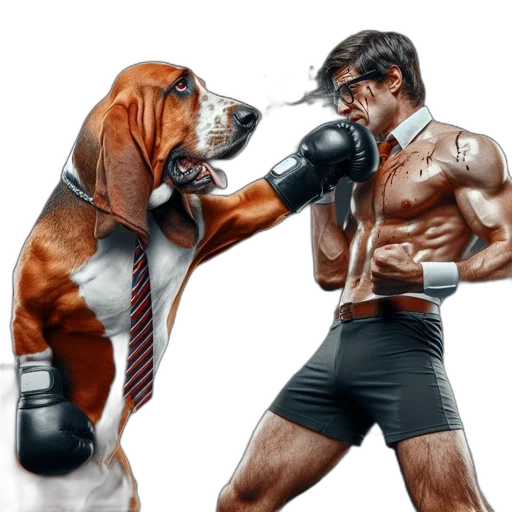 animal, photorealistic, concept art, comic book art, oil painting, inside, boxing, ring transparent PNG cut-out