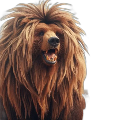 animal, hair, crown, creature, photorealistic, 3d render, concept art, fantasy art transparent PNG cut-out