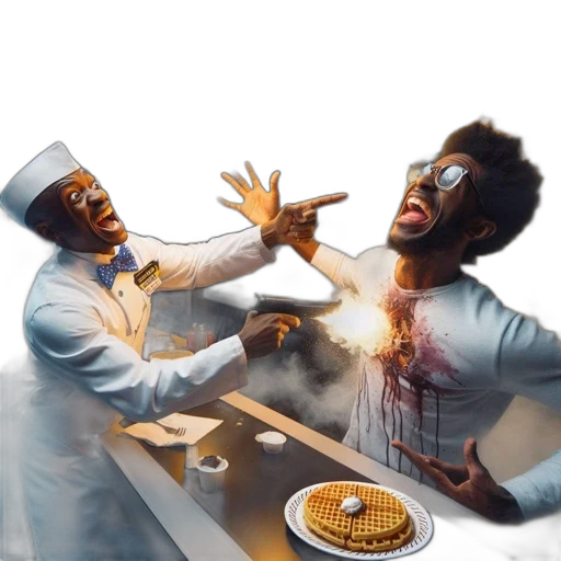 food, concept art, comic book art, fire, inside, lit, diner, chef transparent PNG cut-out