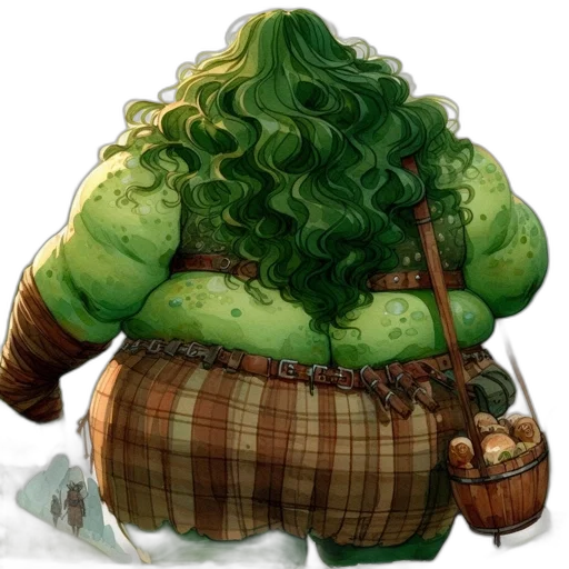 dress, food, hair, concept art, fantasy art, photorealistic, pixel art, green transparent PNG cut-out