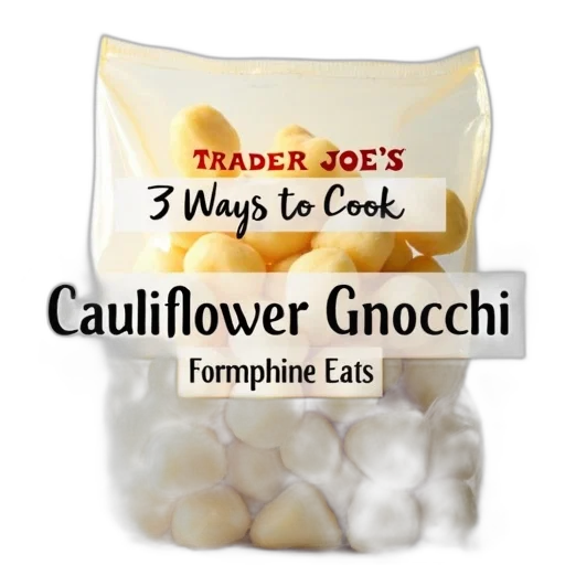 close-up, view, bag, trader, joe, cauliflower, gnocchi, white transparent PNG cut-out