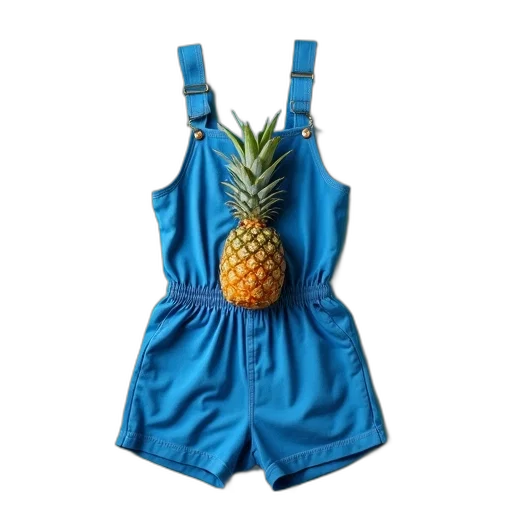 dress, jacket, blue, one, piece, romper, has, pineapple transparent PNG cut-out