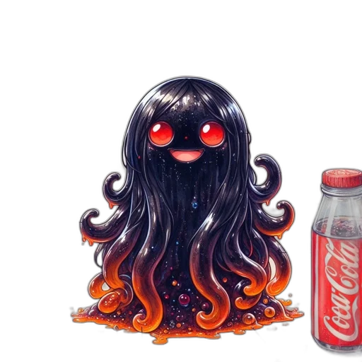 bottle, creature, hair, food, concept art, watercolor, pixel art, fantasy art transparent PNG cut-out