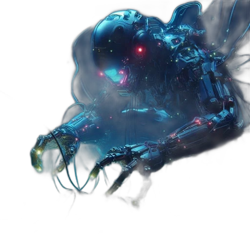 robot, creature, dragon, animal, concept art, cyberpunk, fantasy art, 3d render transparent PNG cut-out