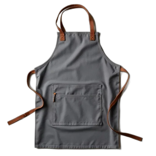 jacket, grey, apron, leather, handles, pocket, front transparent PNG cut-out