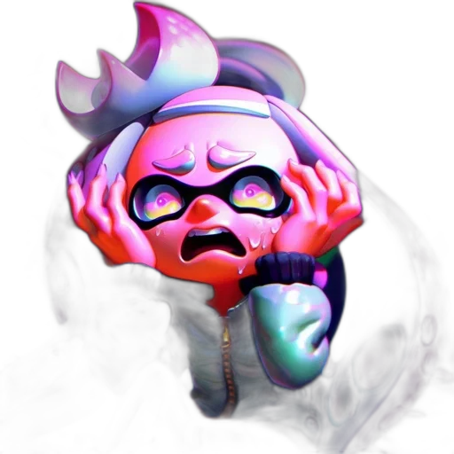 mask, staff, weapon, hat, concept art, vaporwave, 3d render, pixel art transparent PNG cut-out