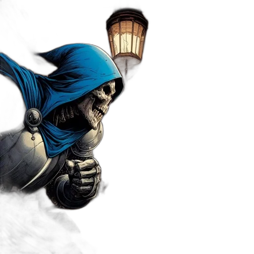 mask, comic book art, concept art, fantasy art, 3d render, blue, intense, standoff transparent PNG cut-out